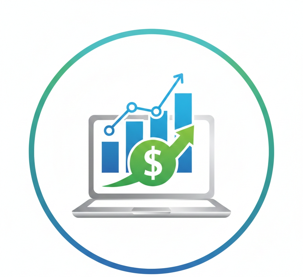 Icon of money, laptop, or chart