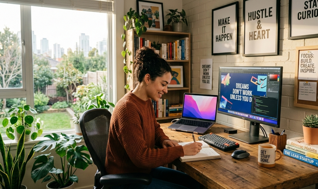 Motivational workspace image