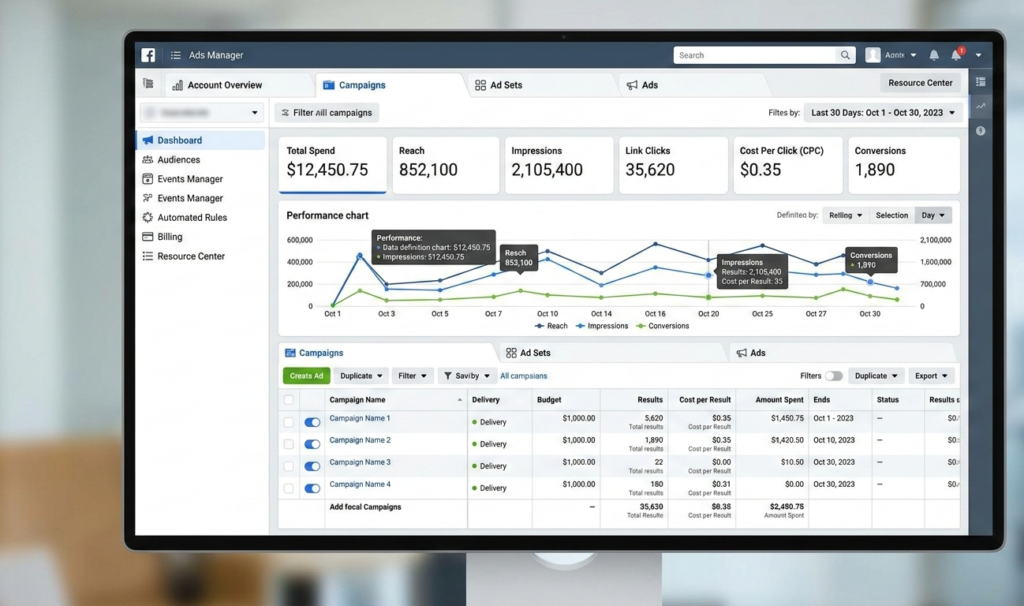 Facebook ads dashboard