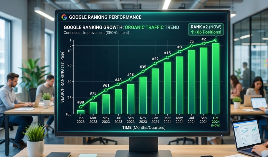 Google ranking chart going upward