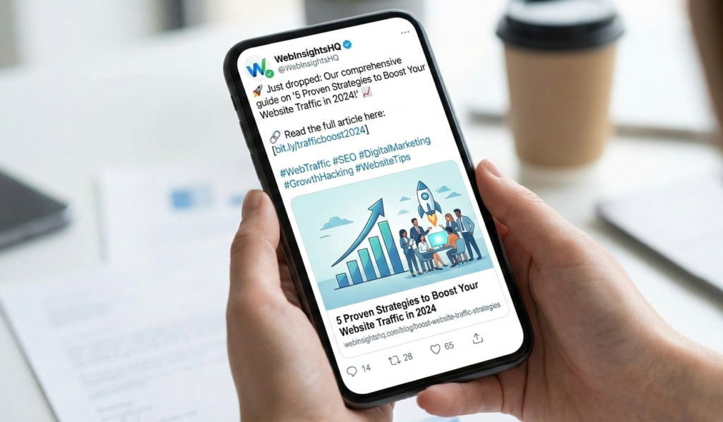 Example of a microblogging post promoting a website article.jpg