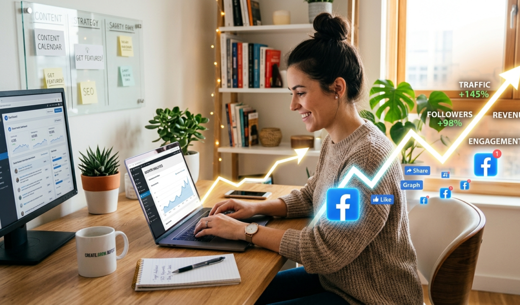 Growing blog traffic using Facebook marketing strategies.