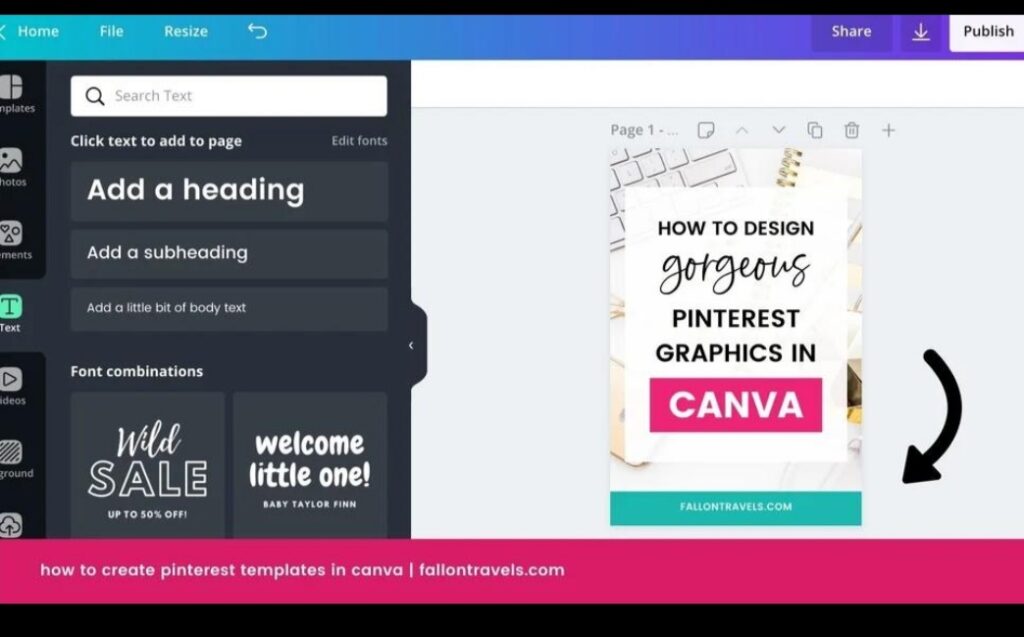Creating Pinterest pins with design tools