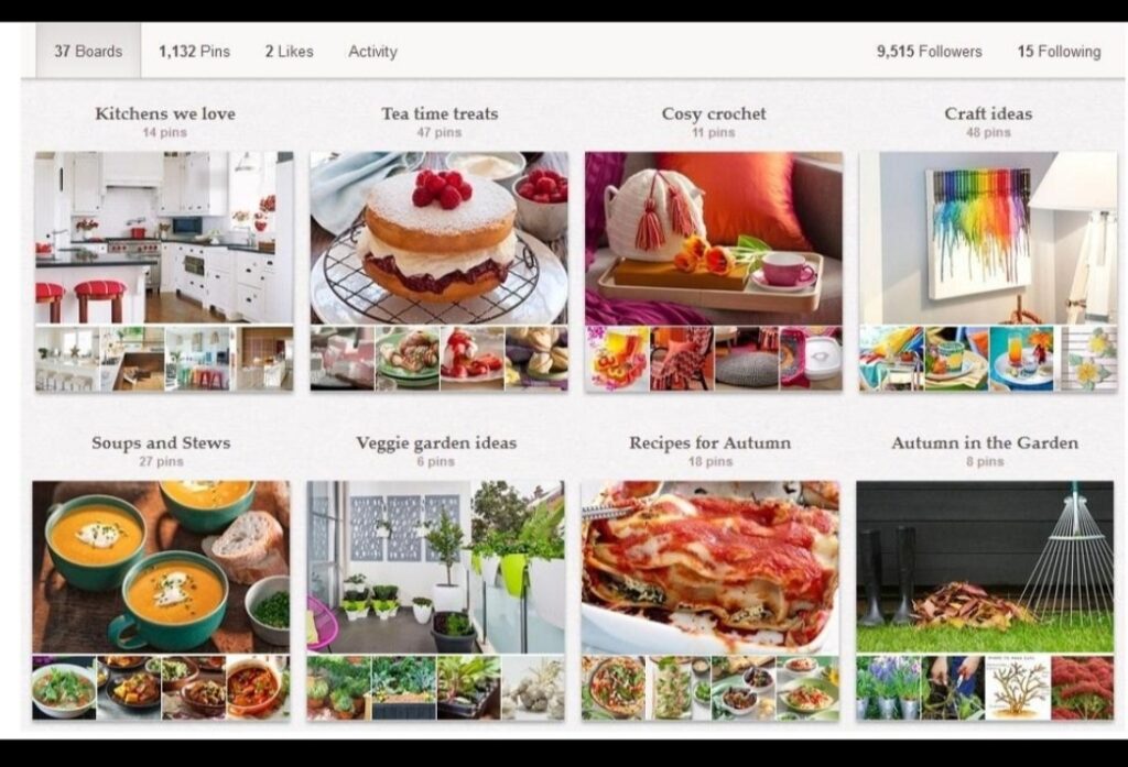 Pinterest board organization example