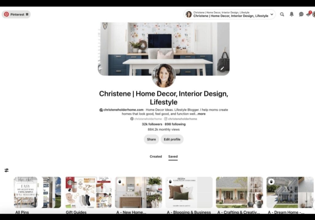 Pinterest marketing boards layout