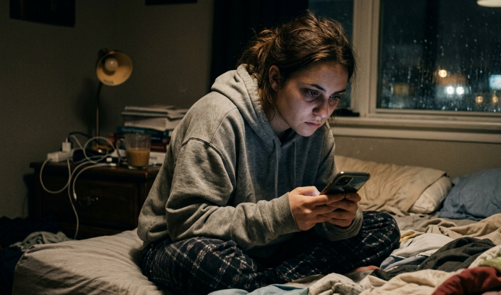 Beginner working late at night trying to make money online