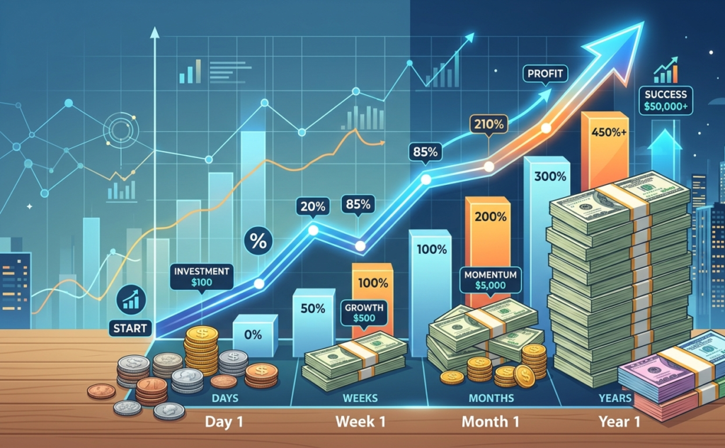 Visual representation of financial growth over time