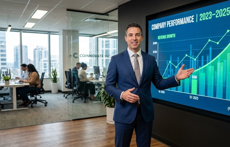Entrepreneur celebrating steady business growth and long-term success.