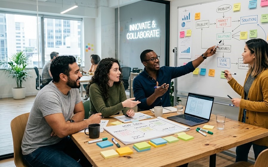 Entrepreneur identifying customer problems and developing business solutions.
