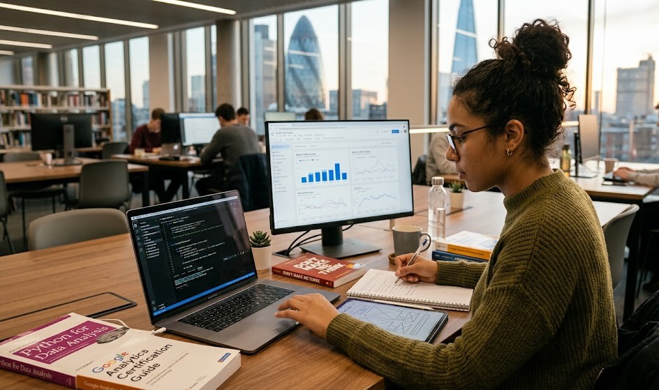 student learning digital skills like marketing and design to earn money online