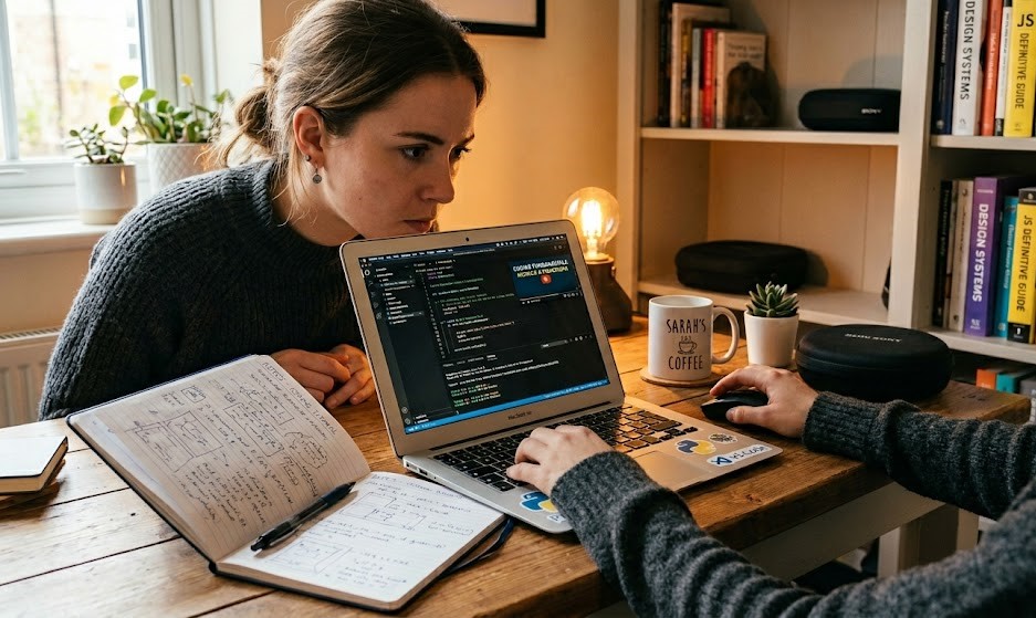 Person learning a digital skill on a laptop to improve financial future