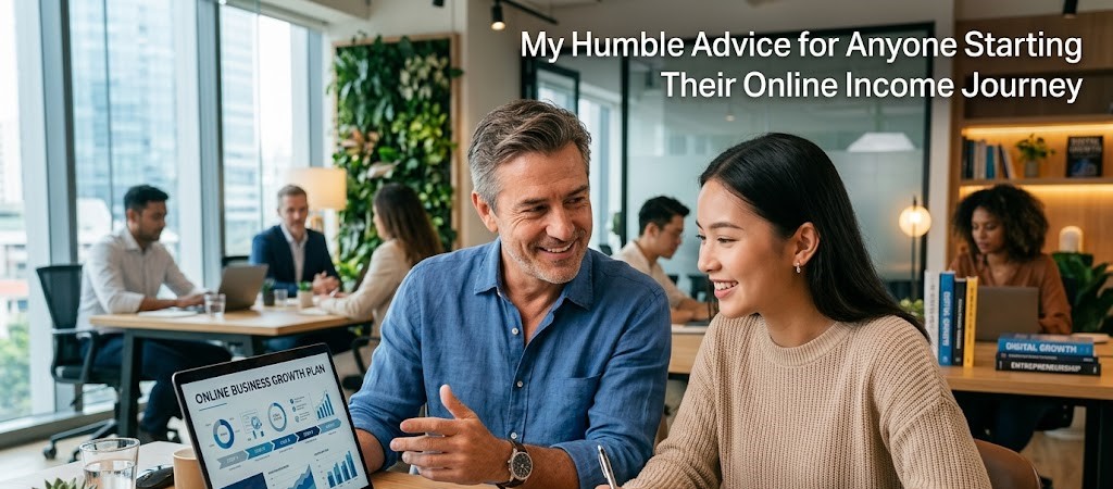 Encouragement for beginners starting an online income journey.