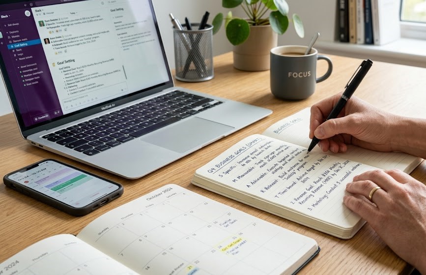 Writing clear business goals to build a successful entrepreneurial journey.
