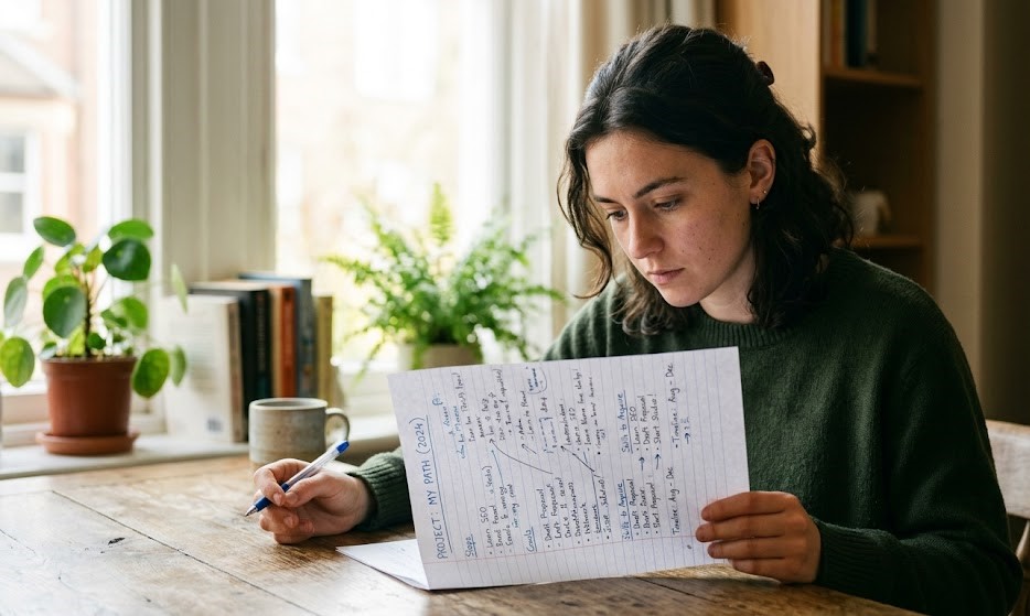 Mother calculating bills at home while dealing with financial pressure