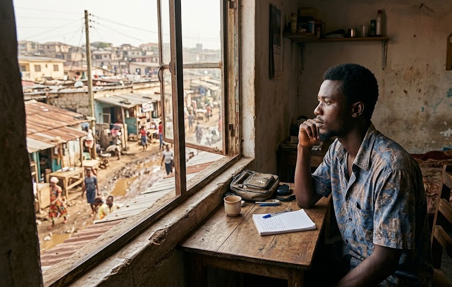 Young man reflecting on life before finding opportunities