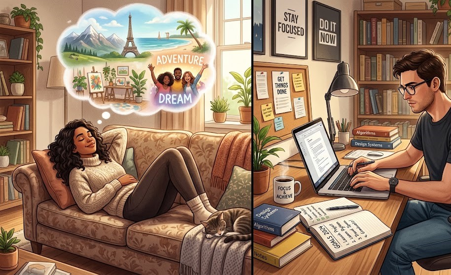 Difference between dreaming and taking action toward achieving goals